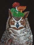 Great Horned Owl with Mushrooms VS340