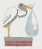 Juvenile: Stork with Baby by Chimney Top PT468