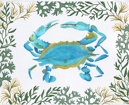 Blue Crab w/ Mixed Seaweeds Border (From An Original Painting By Jack Dickerson) PL-60