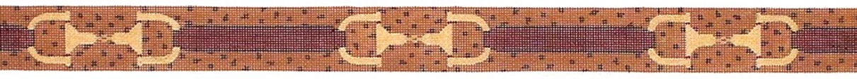 Belt – Snaffle Bits On Ostrich – Tan & Brown w/ Gold BL-81