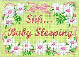 “Shh…Baby Sleeping – Daisies With Pink Centers – Pinks & Greens DH-36