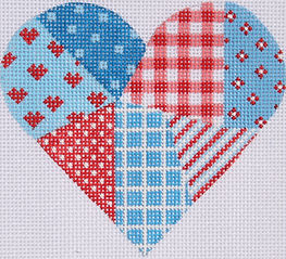 Mini Heart – Patchwork – Red, White & Blue OM-189