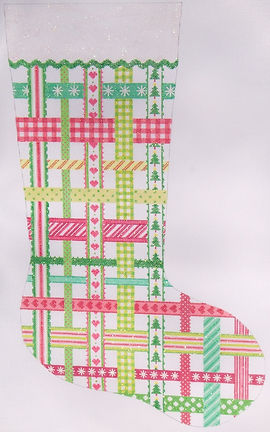 Stocking – Woven Ribbons – Pinks & Greens STK-14