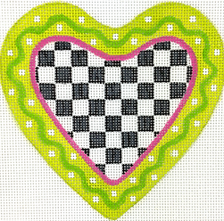 Mini Heart – Mackenzie-Childs Inspired #5 – w/ Lime Wavy Border OM-477