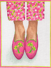 Here’S Looking At Shoe – Needlepoint Palm Tree Loafers – Bright Pinks & Greens PL-475