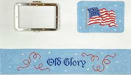 Limoges Box – Med. Rectangle Box – “Old Glory” American Flag (Silver Clasp) BXMREC-06