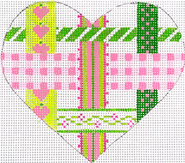 Mini Heart – Woven Ribbons – Pinks & Greens OM-307