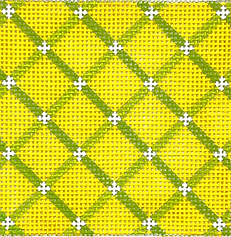 3” Square Insert – Criss Cross Grid – Limes On Yellow w/ White Diamonds (Specify Letter Or Blank) INSSQ3-13