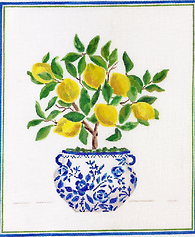 Lemon Topiary In Blue & White Pot LB-PL-40