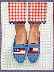 Here’S Looking At Shoe – Needlepoint American Flag Loafers – Red, White & Blue PL-477