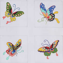 Set Of 4 Coasters – Chinese Butterflies – Bright Multi-Color CO4-07
