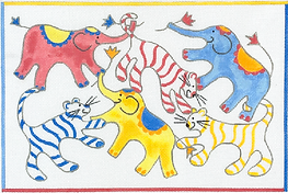 Tigers & Elephants w/ Flowers JW-PL-19