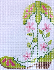 Cowgirl Boot – Pink & Green Floral (Pointing Left) CB-04L