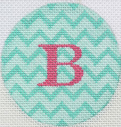 Bright Disk Letter – Turquoise Zigzag, Watermelon Letter (Specify Letter Or Blank) ALB-10