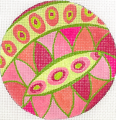 4” Round – Pucci Inspired Waves & Dots – Pinks, Greens & Corals INSMC-31