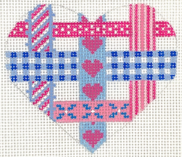 Mini Heart – Woven Ribbons – Pinks & Blues OM-278