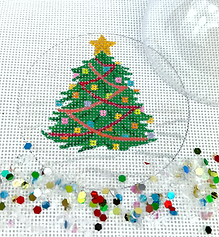 Christmas Ornament w/ Clear Dome Cover & Confetti – Christmas Tree w/ Star & Decorations XMD-15