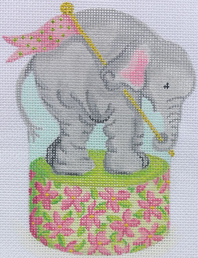 Lilly-Inspired Circus Series Mini – Baby Elephant On Floral Drum OM-96