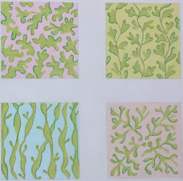 Set Of 4 Coasters – Seaweed – Greens On Pastels CO4-01