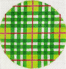 Christmas Ornament – Christmas Plaid – Green & Lime Plaid w/ Red Lines XM-151