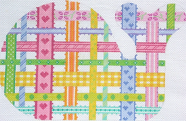 Med. Whale – Woven Ribbons – Multi Brights On White SST-15