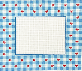Frame – Blue Gingham w/ Red Hearts – Rectangle FR-89