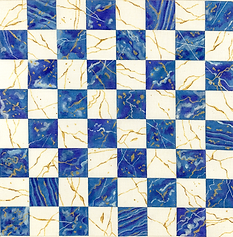 Chess/Checkers Board – Lapis Lazuli & Gold-Laced Crystal Quartz CHB-02