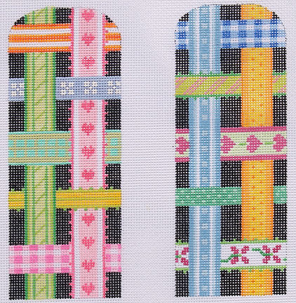 Glasses Case – Woven Ribbons – Multi On Black (Half-Size) EGC-04h