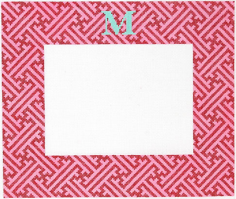 Frame – Chinoiserie Lattice w/ Monogram Or Blank – Red On Hot Pink w/ Turquoise Letter FR-71