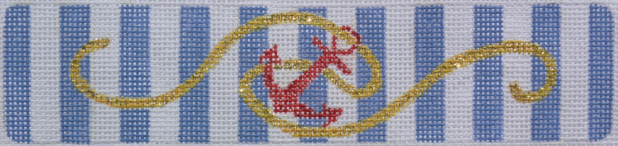 Cuff/Bookmark – Anchor On Blue Cabana Stripes w/ Red & Gold CU-51