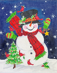 Snowman w/ Green Mittens & Cardinals SER-PL-16