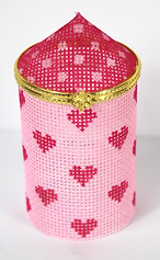 Limoges Box – Petite Round Hearts & Small Dots – Bubblegum Pink & Raspberry (Gold Clasp) BXPR-01