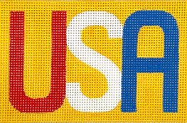 Planet Earth Passport Cover Insert – Usa In Bright Block Letters – Red, White & Blue On Golden Yellow INSPPP-25
