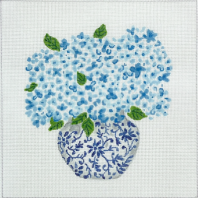 Blue Chinoiserie Pot w/ Blue Hydrangeas LB-PL-33
