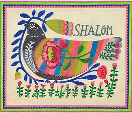Shalom Dove With Flowers – Multi Color (On 18 Mesh) CG-PL-09