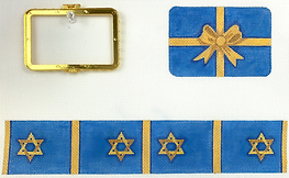 Limoges Box – Med. Rectangle Gift Box – Hanukkah Blues & Golds (Gold Clasp) BXMREC-05