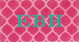 Quatrefoils – Raspberry On Light Pink w/ Turquoise Letters – (Specify Letter/ Blank) INSPCL-03