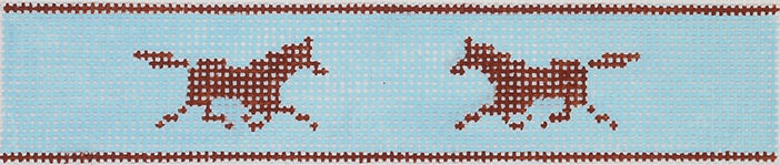 Key Fob – Running Horse – Brown On Light Blue KF-31