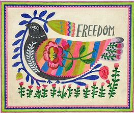Freedom Dove With Flowers – Multi Color (On 18 Mesh) CG-PL-06