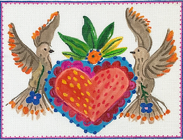 Doves w/ Heart Milagro – Multi Color (On 18 Mesh) CG-PL-18