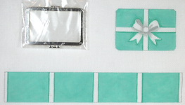Limoges Box – Med. Rectangle Tiffany Wrapped Box – Tiffany Blue And White (Silver Clasp) BXMREC-02