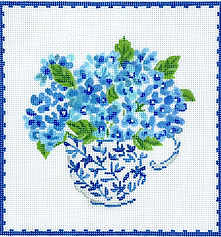 Single Blue & White Teacup w/ Hydrangeas LB-PL-28