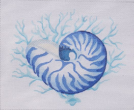 Nautilus Shell w/ Coral – All In Shades Of Blue PL-382