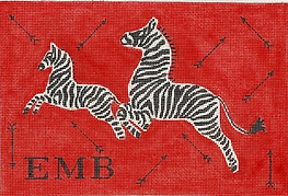 Clutch – Scalamandré Leaping Zebras & Arrows – Black & White On Red (Specify Monogram Or Blank) CL-16
