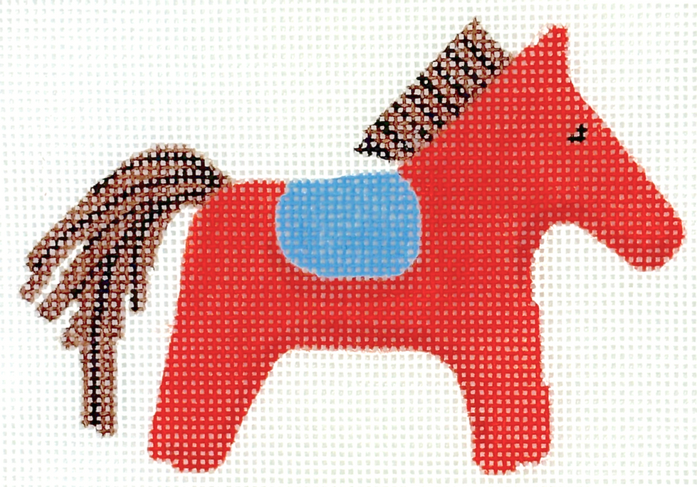 Mini/Bag Charm – Hermès Horse w/ Saddle – Orange, Brown & Blue OM-443