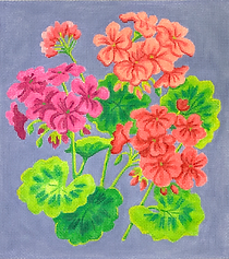 Bright Geraniums On Periwinkle Blue PL-526
