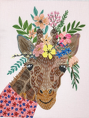 Giraffe In Pink Dress w/ Flowers – On Light Pink MIAC-PL-05