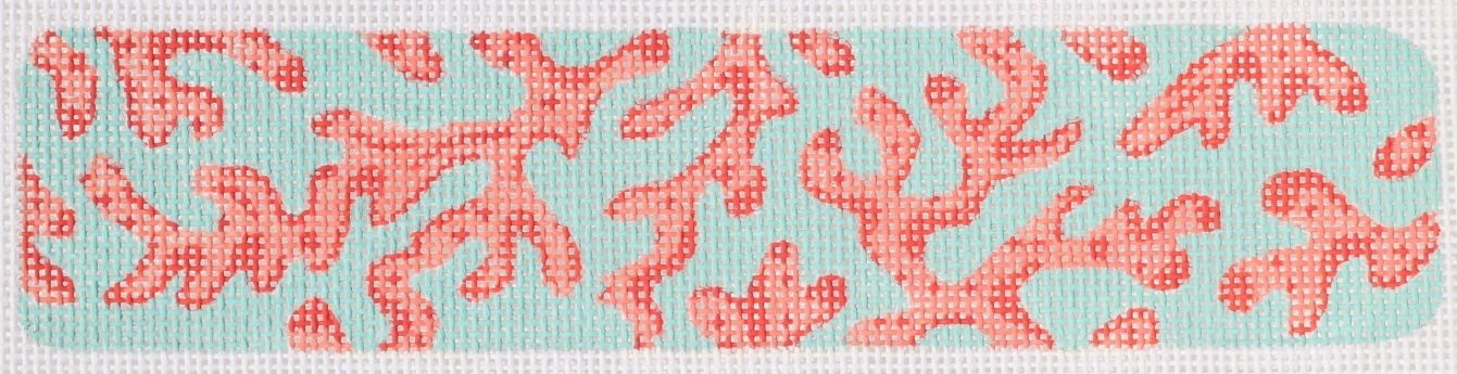 Cuff/Bookmark – Red Coral On Caribbean (Stitch Guide Available) CU-57