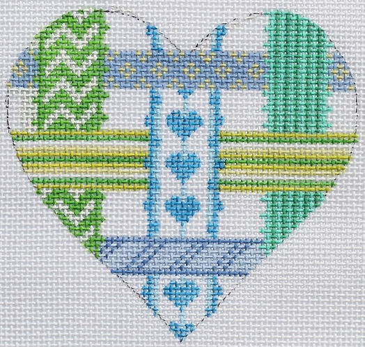 Mini Heart – Woven Ribbons – Bright Blues & Greens OM-26