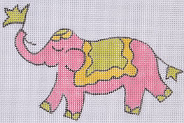 Ornament/Mini – Elephant – Solid Pink w/ Yellow & Lime JW-OM-04
